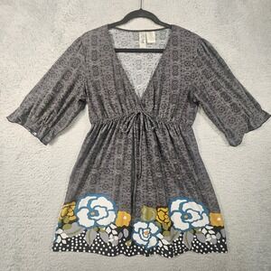 Hot Tempered Babydoll Top Womens XL Floral Artsy Y2K Boho 90s Dark Fairy Cottage